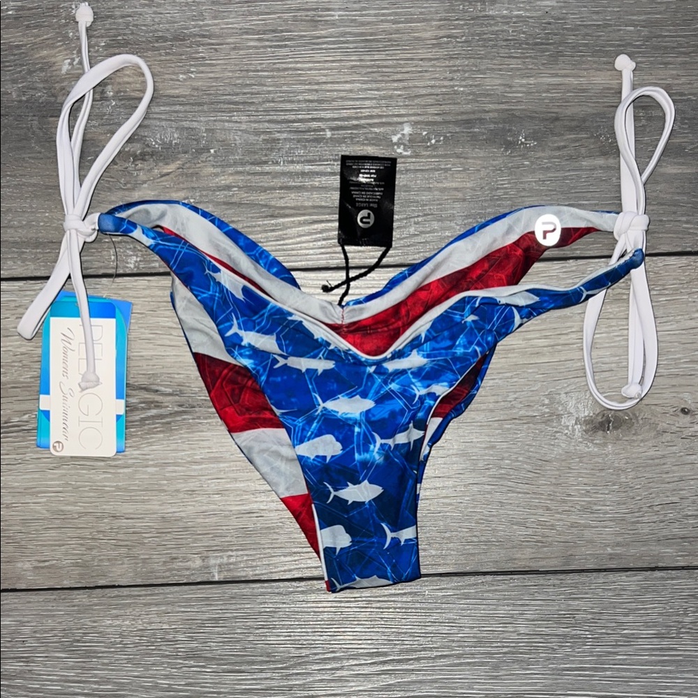 NWT Pelagic Patriotic Reversible Women's Bikini Bottom L